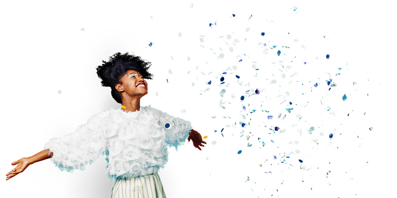Woman celebrating with confetti
