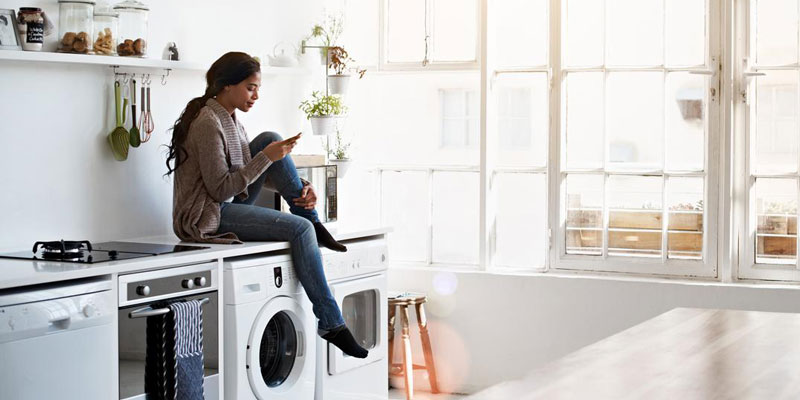 Woman in her apartment